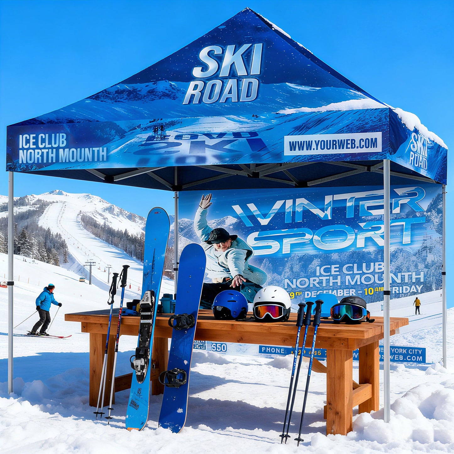 10'x10' HEAVY DUTY CANOPY SET W/BACK FULL COLOR WALL