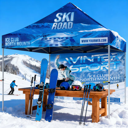 10'x10' HEAVY DUTY CANOPY SET W/BACK FULL COLOR WALL