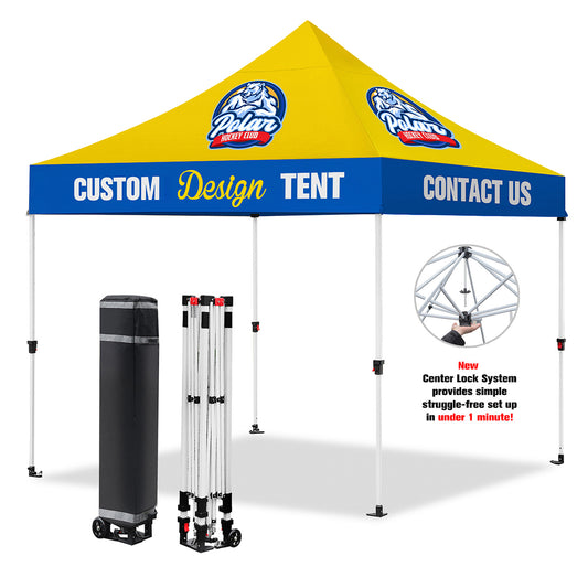 10'x10' PREMIUM CANOPY with full color print, hardware and rolling case